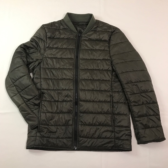 H&M Mens Dark Green Packable Puffer Jacket Size Small - Picture 1 of 9